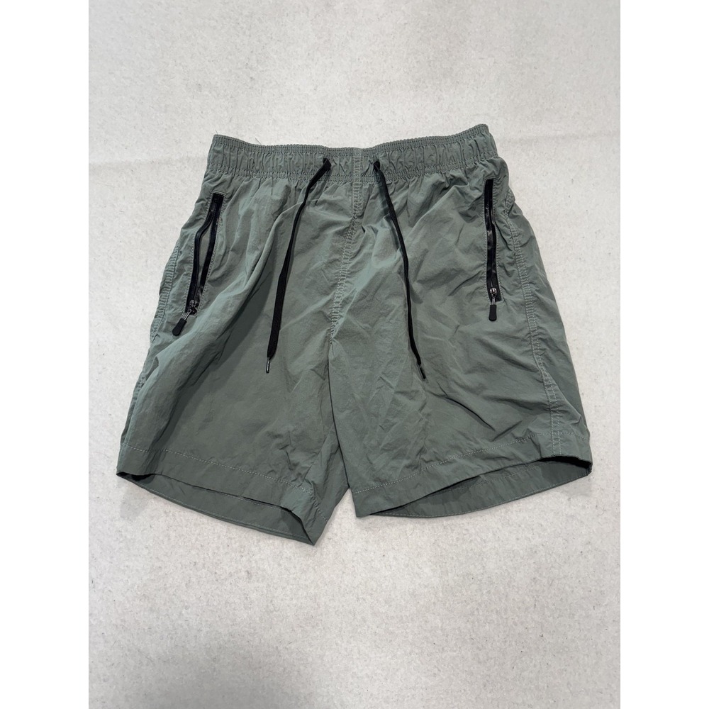 H&M Swim Shorts Mens Small Green Elastic Waist Mesh Lined Quick Dry Pockets